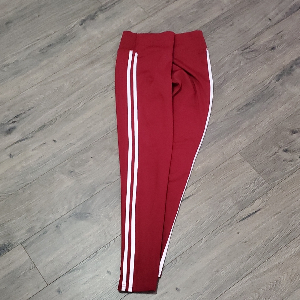 Red Leggings with White Side Stripes. Large